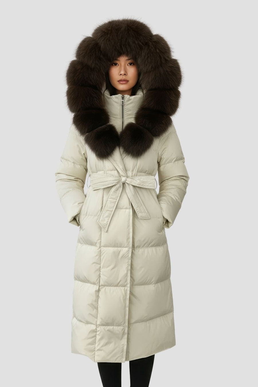 Parka à capuche en fourrure brun Héritage fourrure