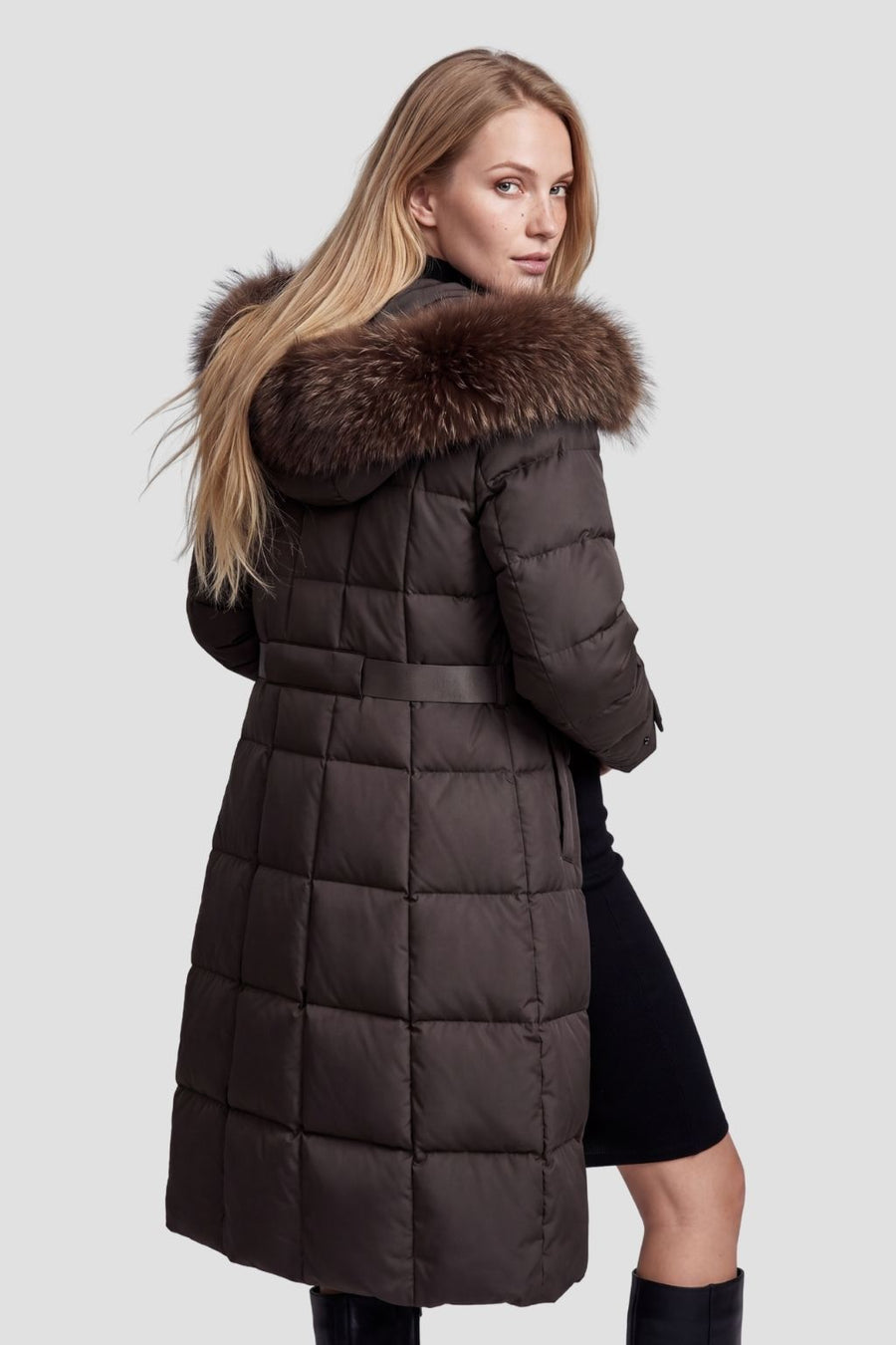 Parka à capuche en fourrure brun Héritage fourrure