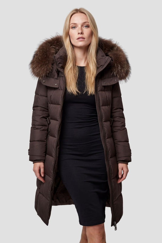 Parka à capuche en fourrure brun Héritage fourrure