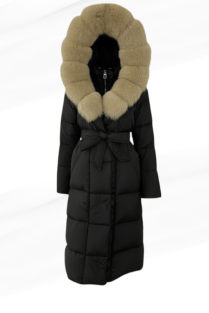 Parka à capuche en fourrure femme noire Héritage fourrure