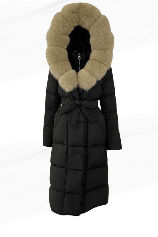 Parka à capuche en fourrure femme noire Héritage fourrure