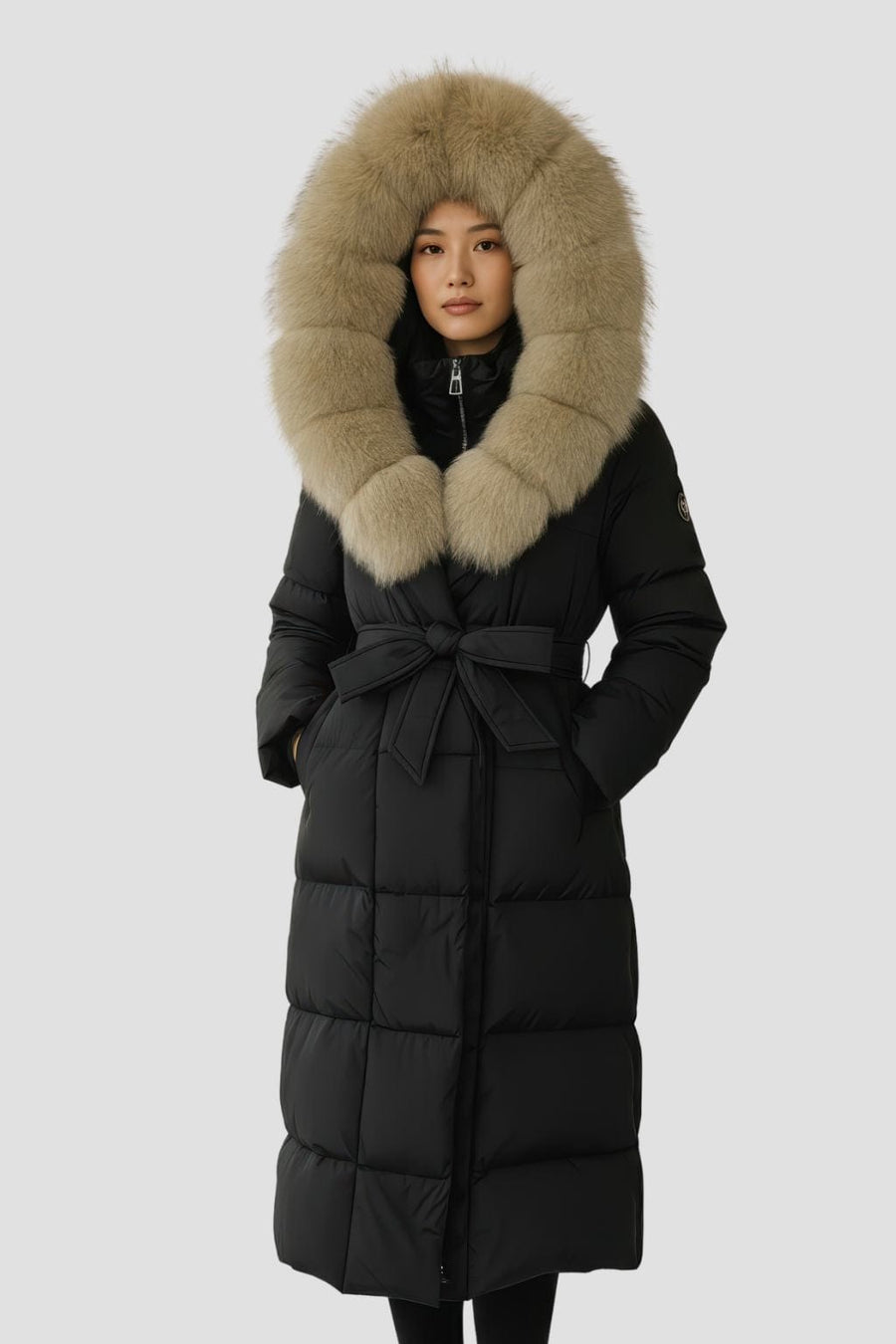 Parka à capuche en fourrure femme noire Héritage fourrure