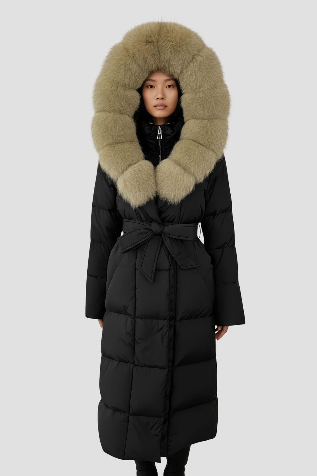 Parka à capuche en fourrure femme noire Héritage fourrure