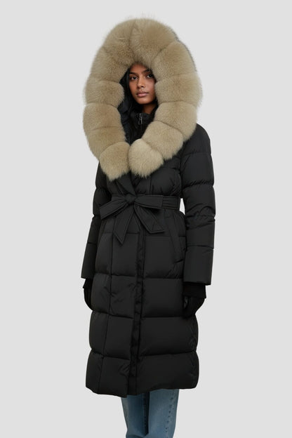 Parka à capuche en fourrure femme noire Héritage fourrure