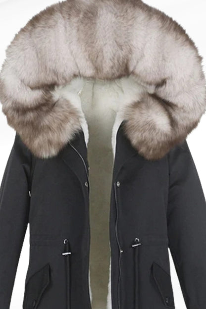 Parka à capuche en fourrure grise Héritage fourrure
