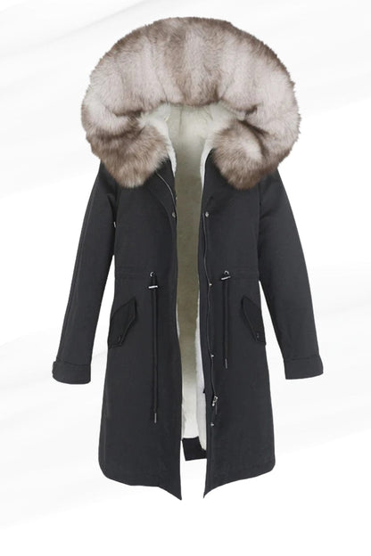 Parka à capuche en fourrure grise Héritage fourrure