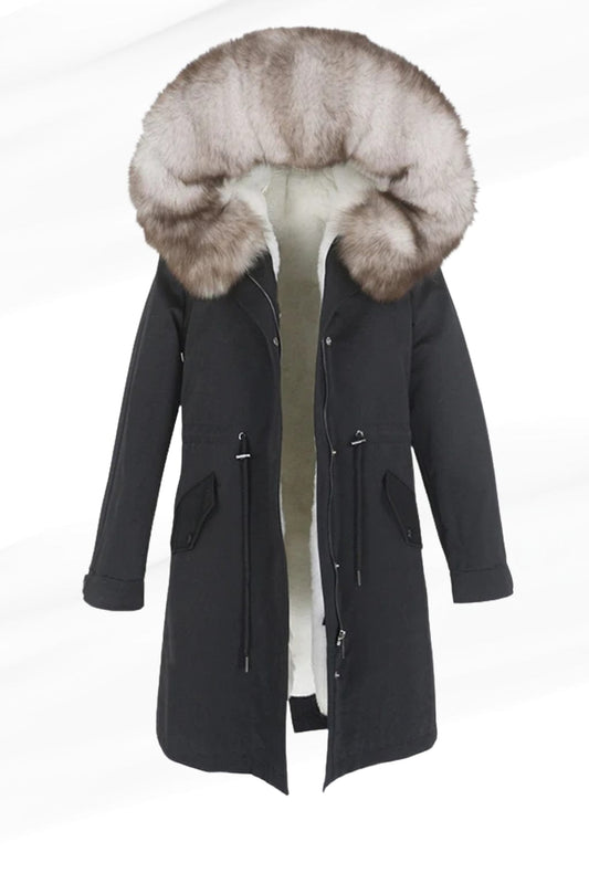 Parka à capuche en fourrure grise Héritage fourrure