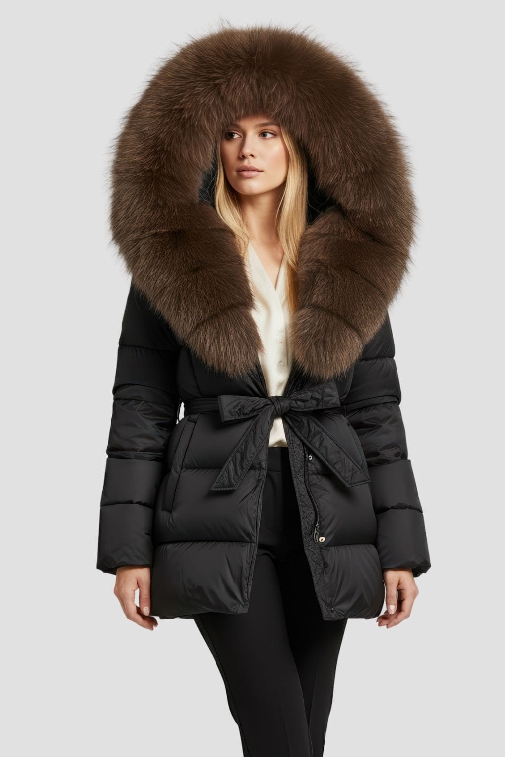 Parka à capuche en fourrure marron Héritage fourrure