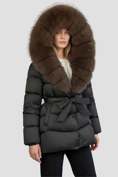 Parka à capuche en fourrure marron Héritage fourrure