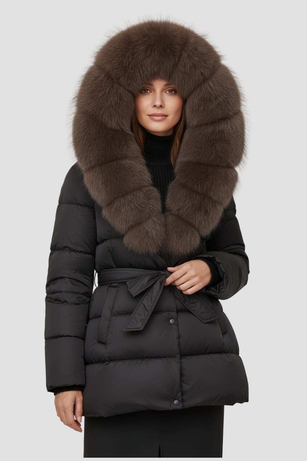 Parka à capuche en fourrure marron Héritage fourrure