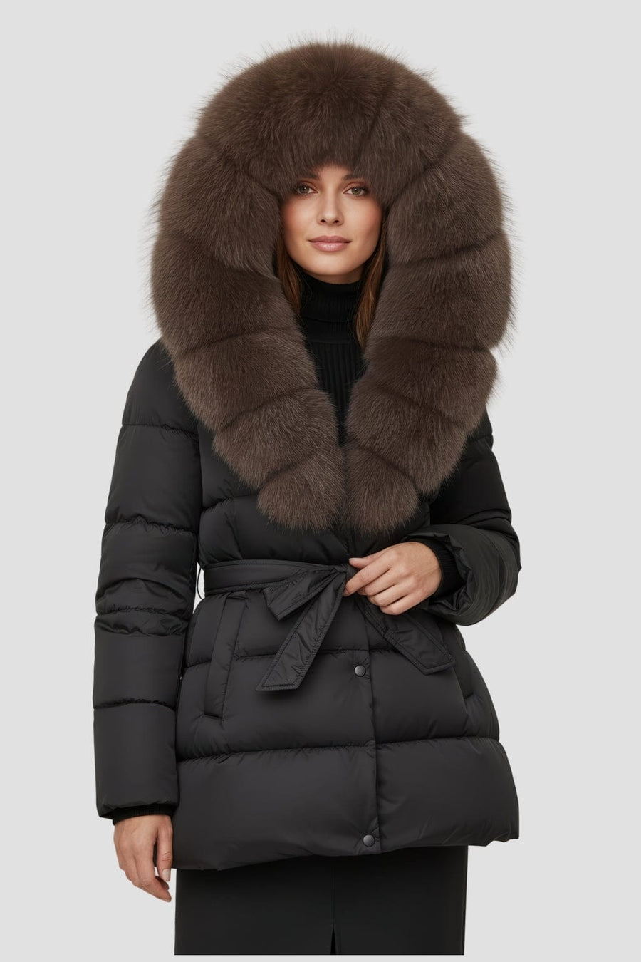 Parka à capuche en fourrure marron Héritage fourrure