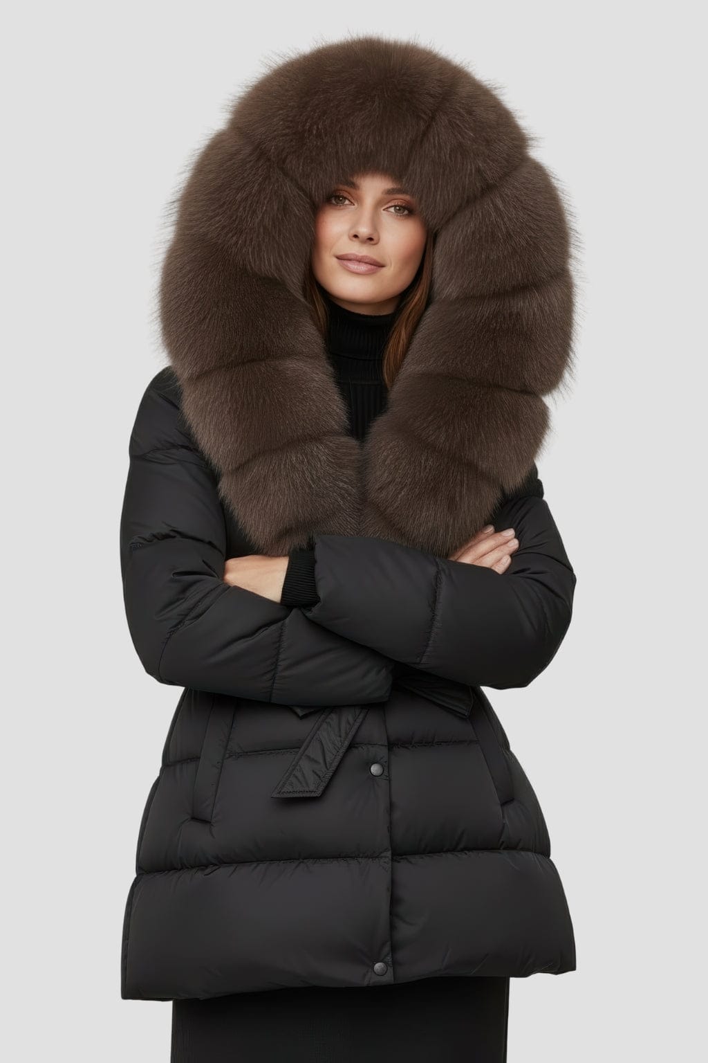 Parka à capuche en fourrure marron Héritage fourrure