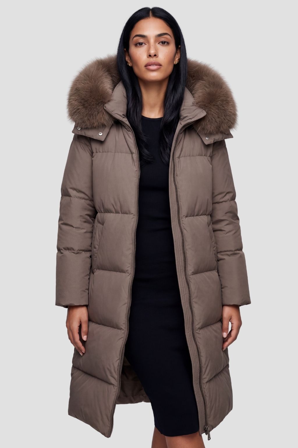 Parka à capuche en fourrure marron Héritage fourrure