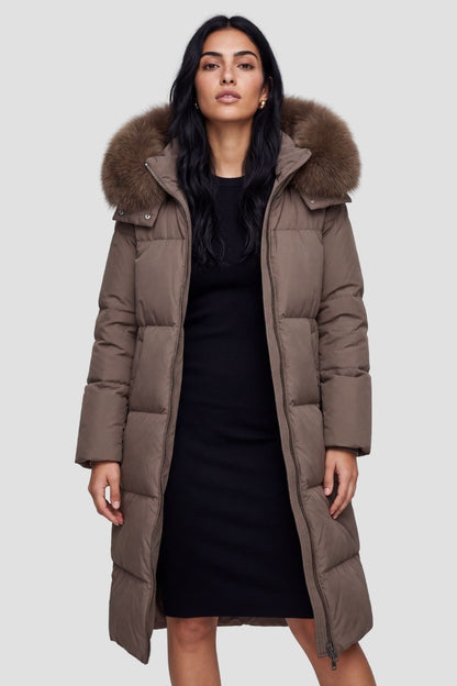 Parka à capuche en fourrure marron Héritage fourrure
