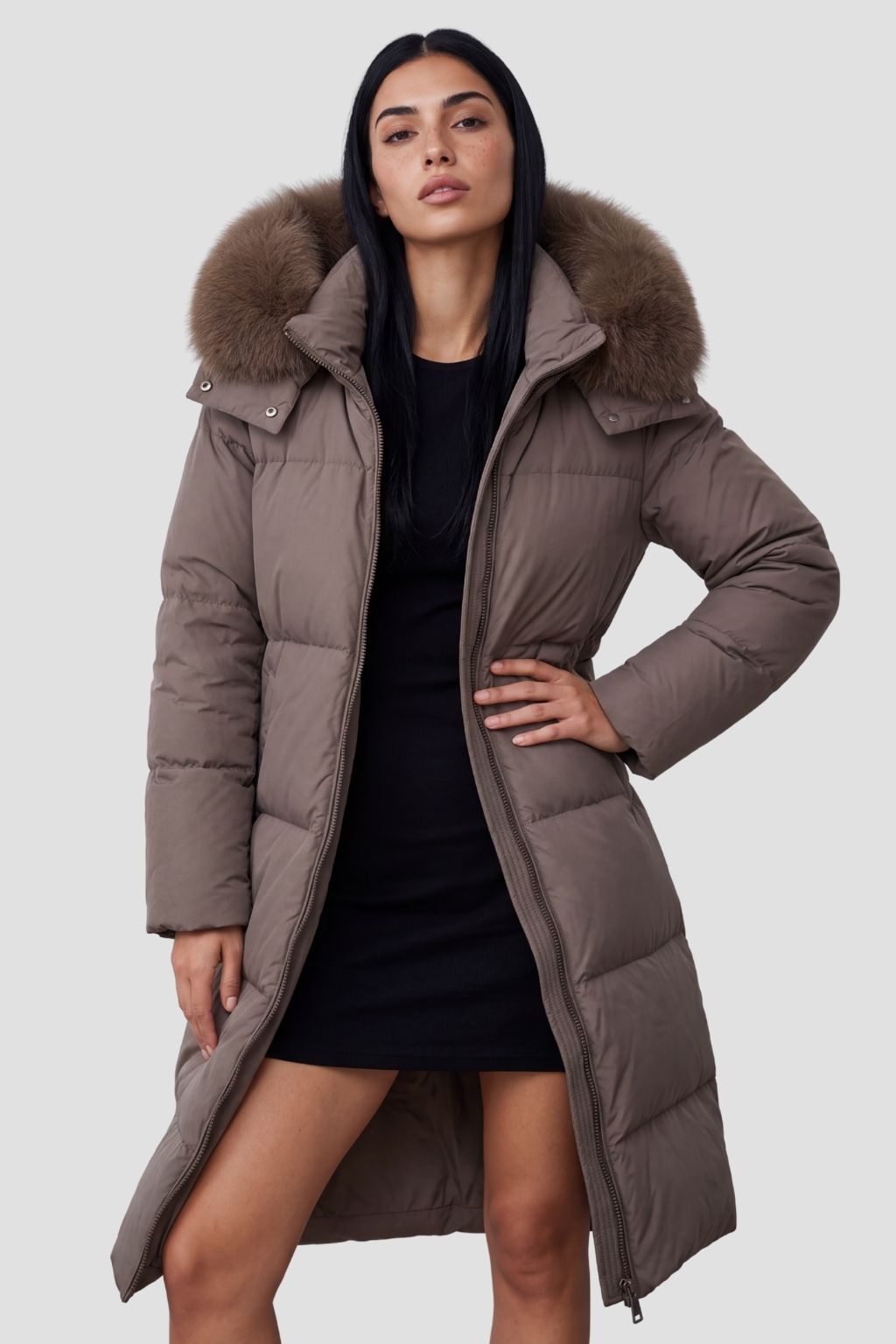Parka à capuche en fourrure marron Héritage fourrure