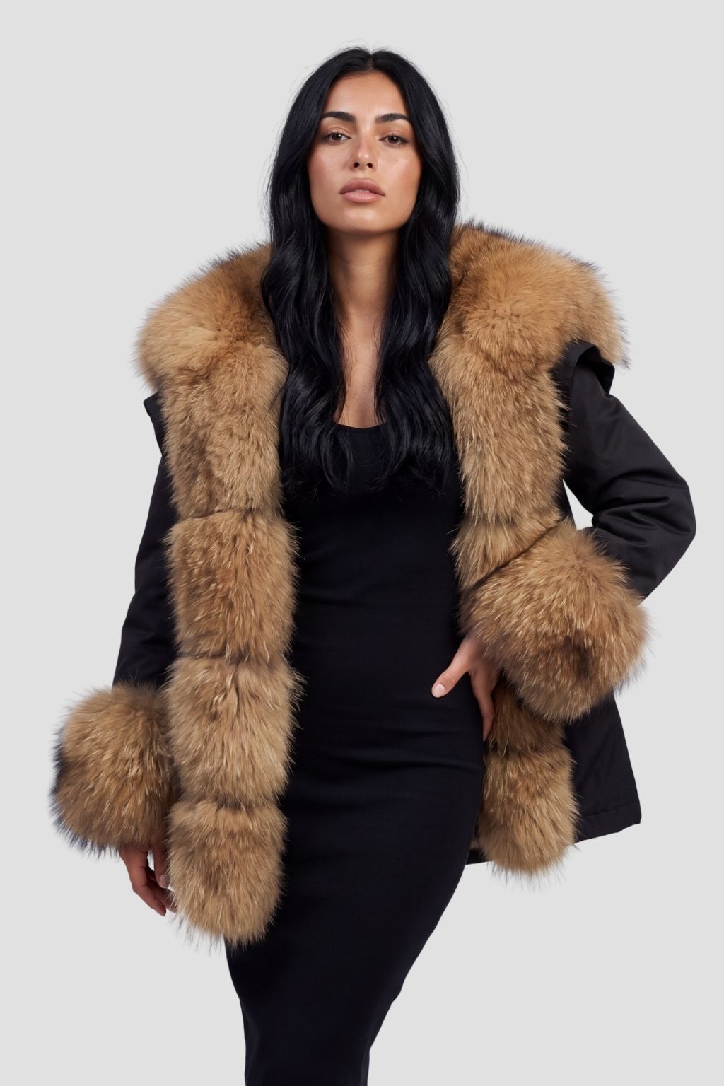 Parka fourrure doré femme Héritage fourrure