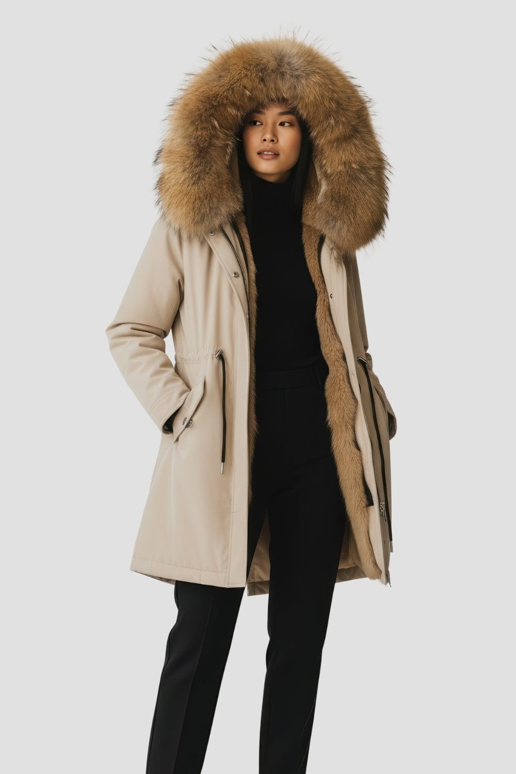 Parka fourrure femme beige Héritage fourrure