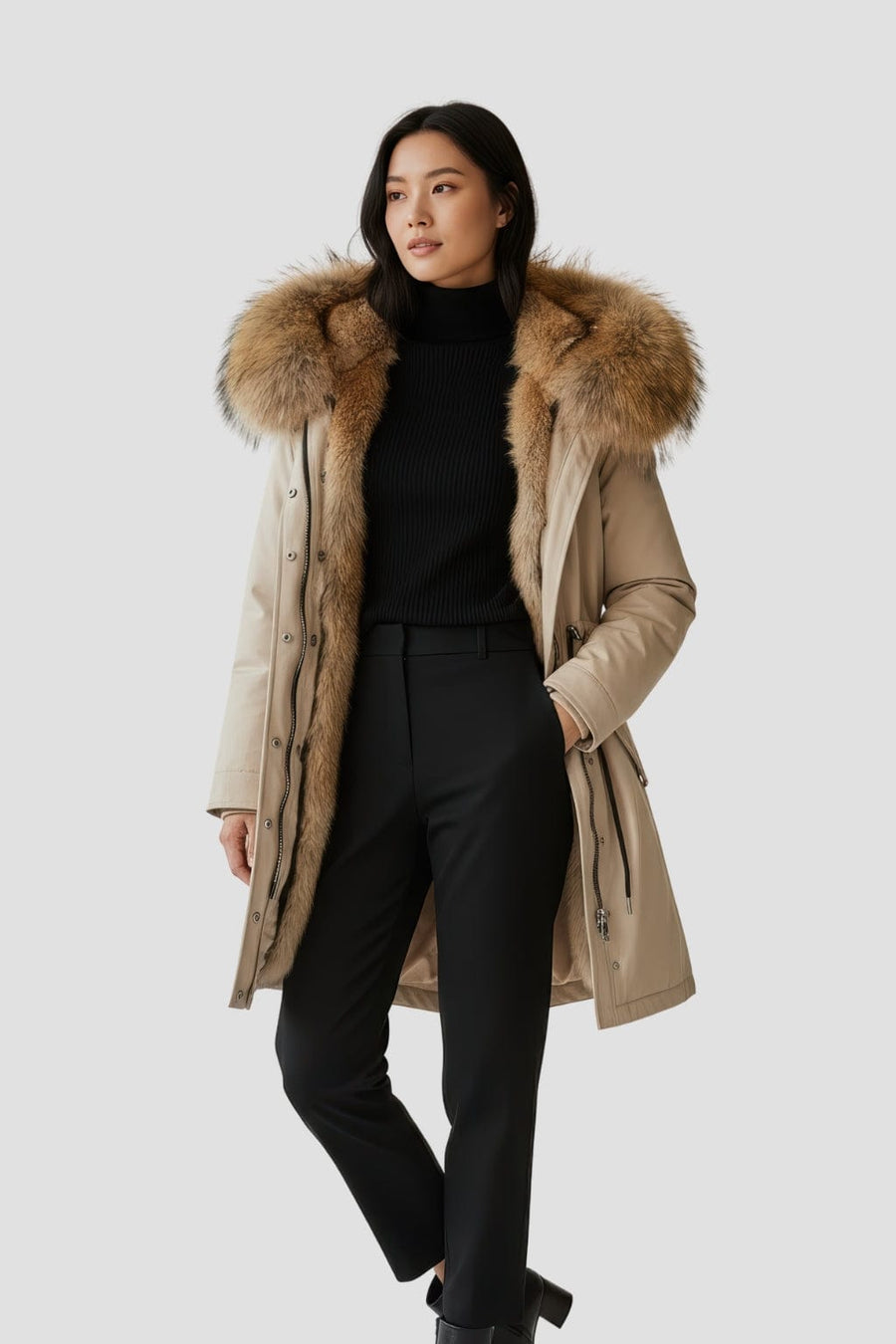 Parka fourrure femme beige Héritage fourrure