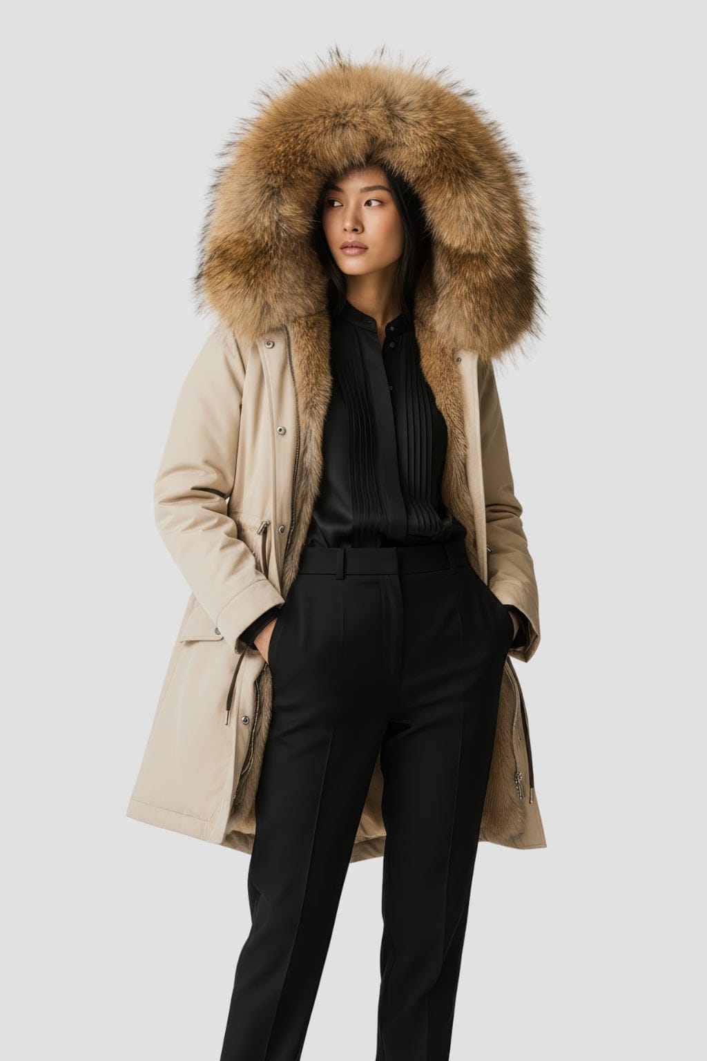 Parka fourrure femme beige Héritage fourrure