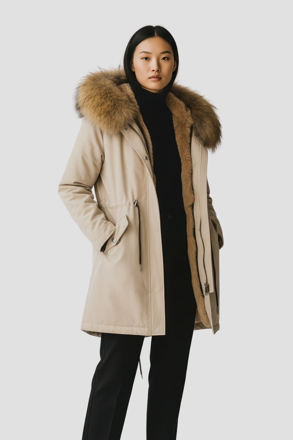 Parka fourrure femme beige Héritage fourrure