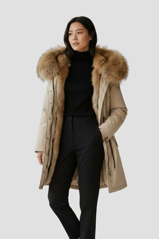 Parka fourrure femme beige Héritage fourrure