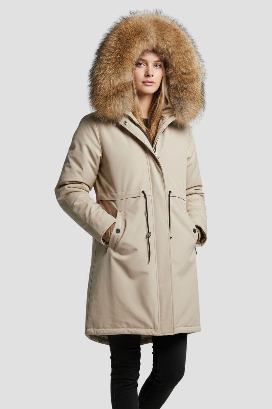 Parka fourrure femme beige Héritage fourrure