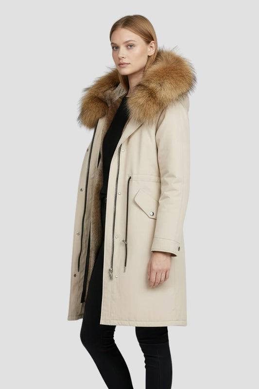 Parka fourrure femme beige Héritage fourrure