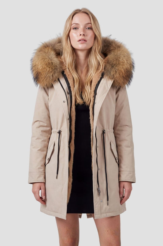 Parka fourrure femme beige Héritage fourrure