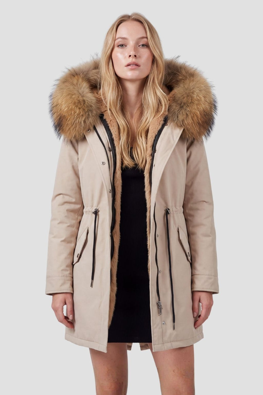 Parka fourrure femme beige Héritage fourrure
