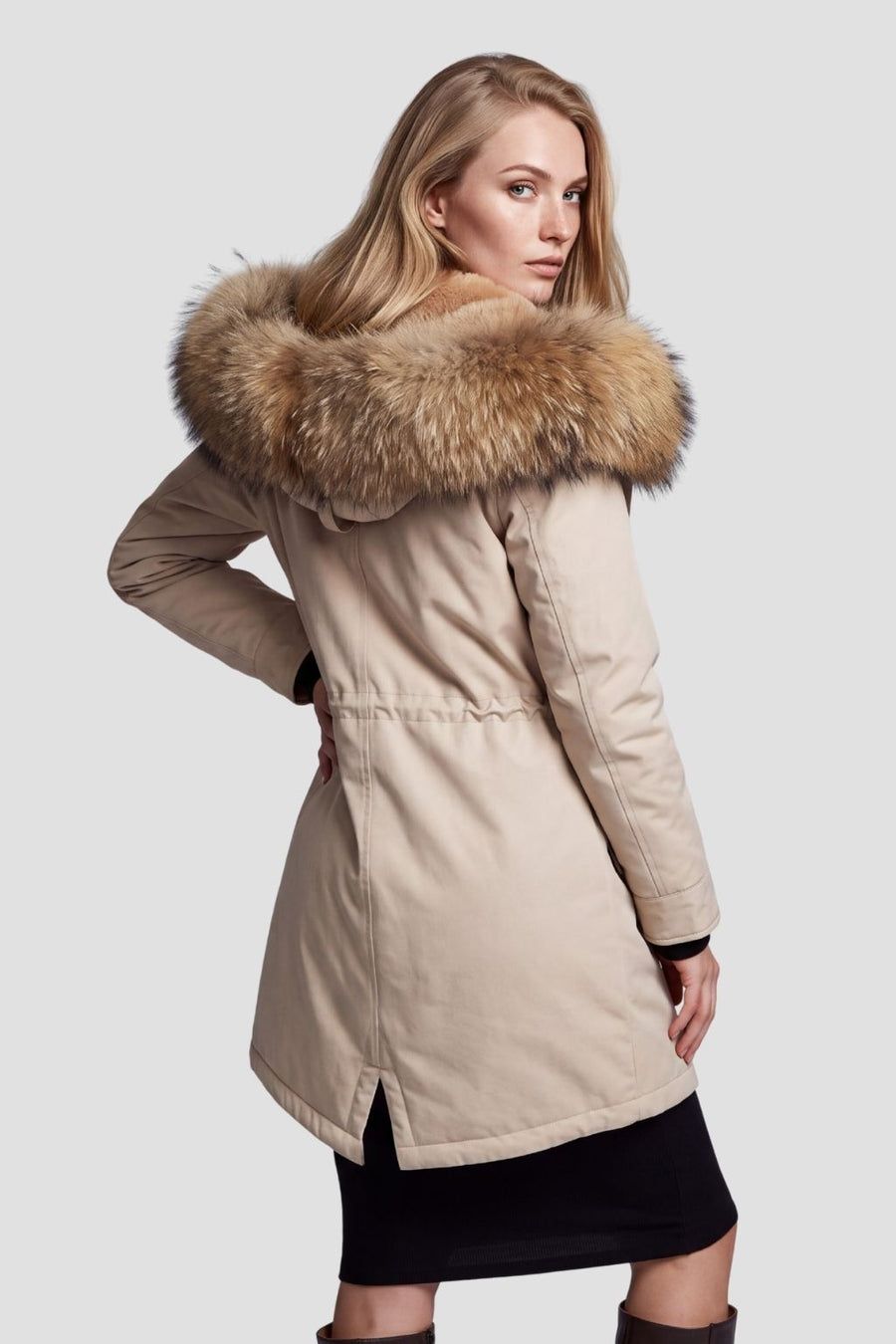 Parka fourrure femme beige Héritage fourrure