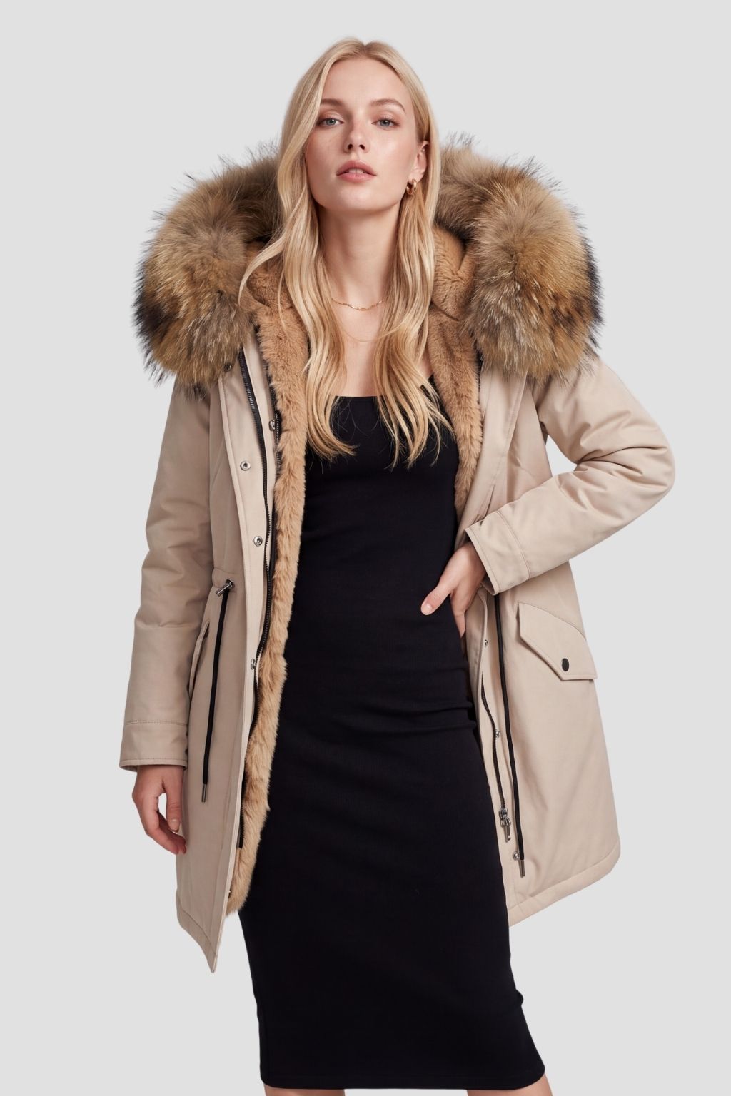 Parka fourrure femme beige Héritage fourrure
