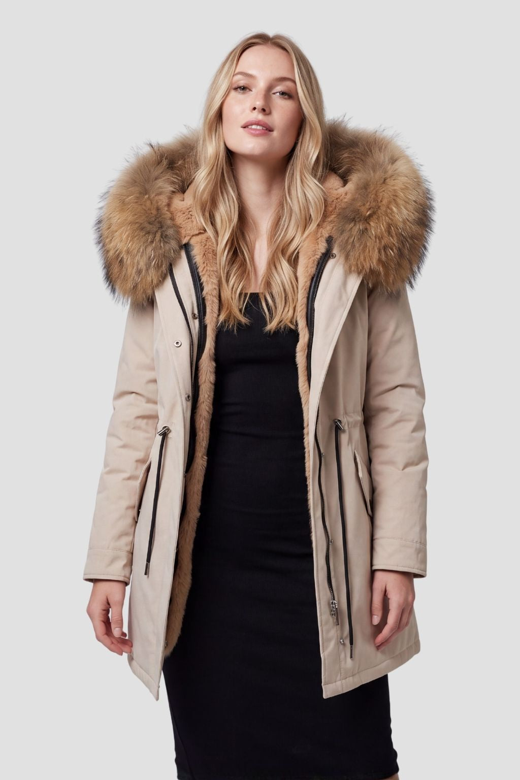 Parka fourrure femme beige Héritage fourrure