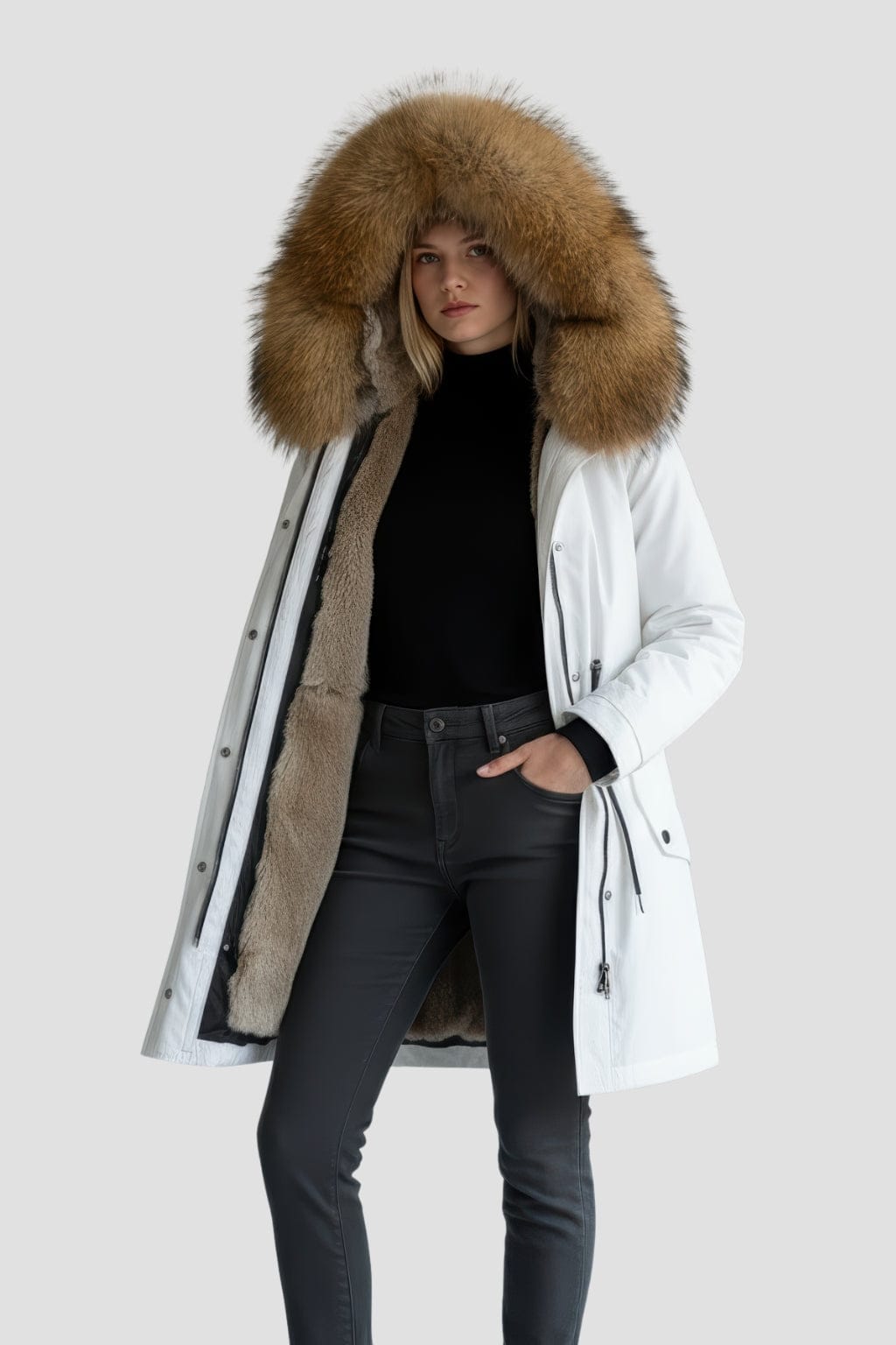 Parka fourrure femme blanc Héritage fourrure