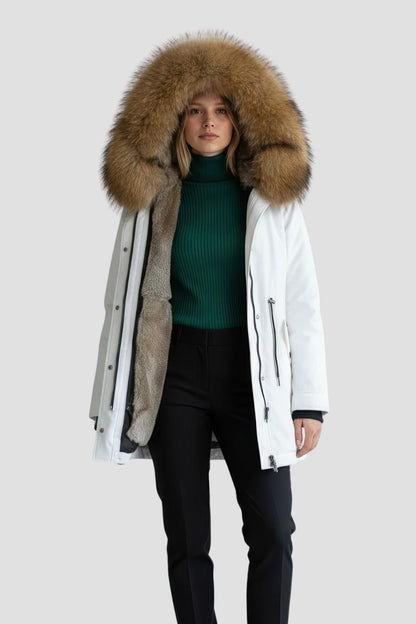 Parka fourrure femme blanc Héritage fourrure