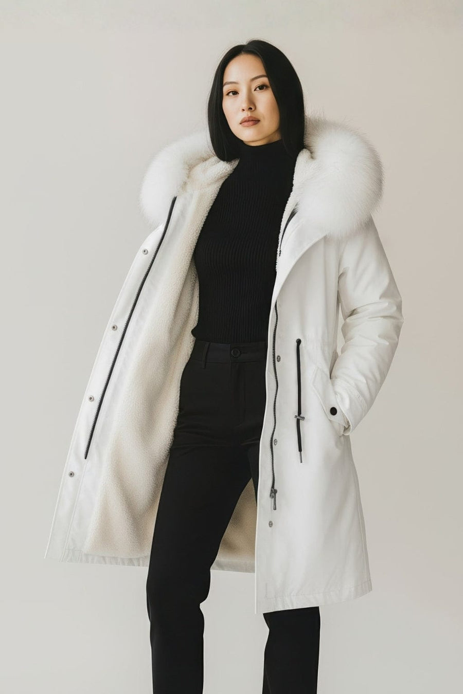 Parka fourrure femme blanc Héritage fourrure