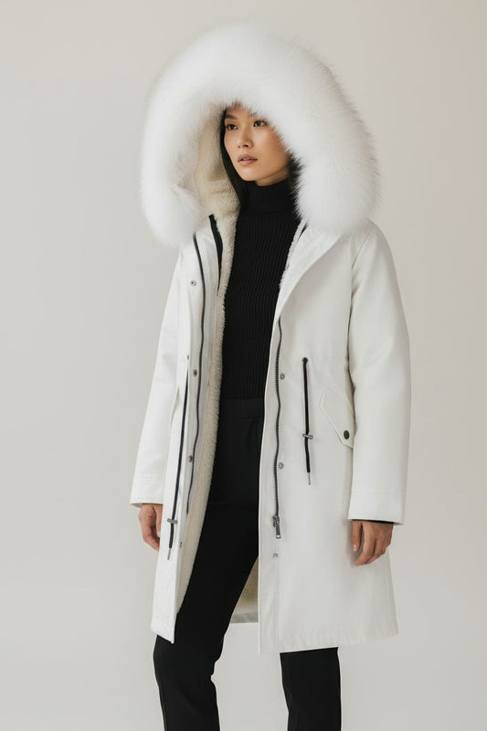 Parka fourrure femme blanc Héritage fourrure