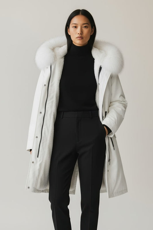 Parka fourrure femme blanc Héritage fourrure