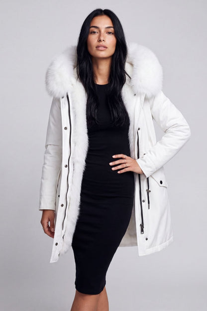 Parka fourrure femme blanc Héritage fourrure