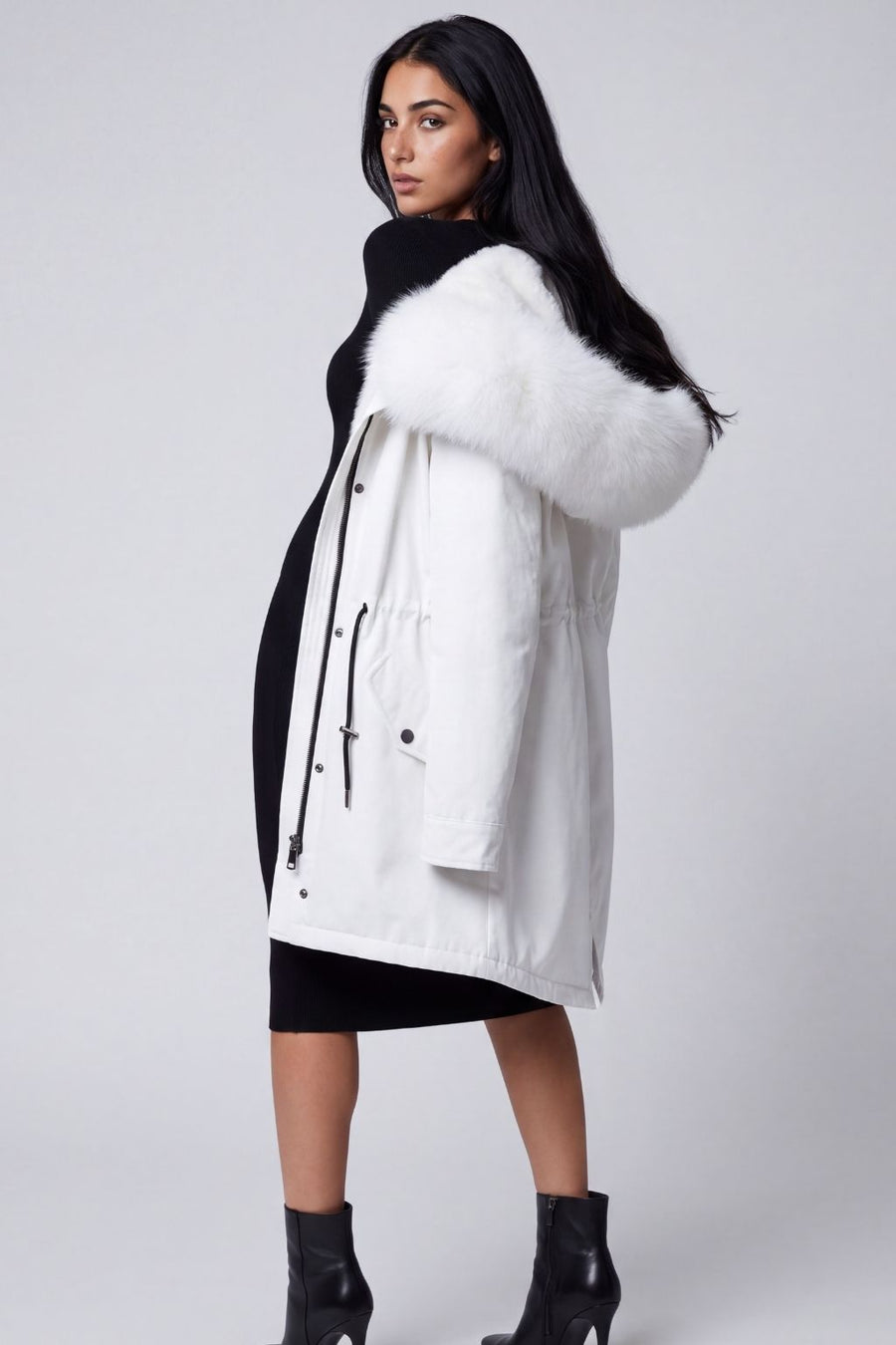 Parka fourrure femme blanc Héritage fourrure