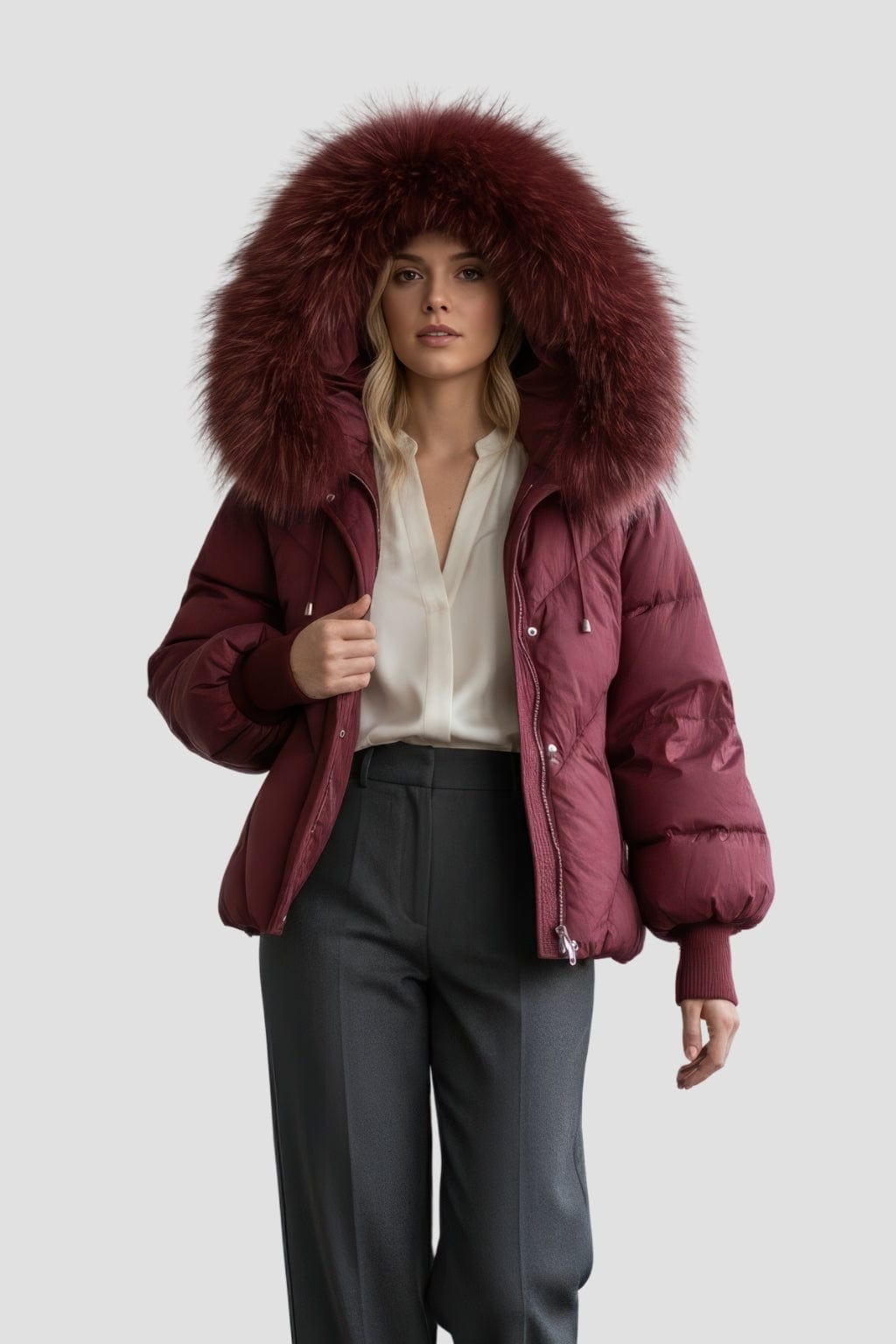 Parka fourrure femme bordeaux Héritage fourrure