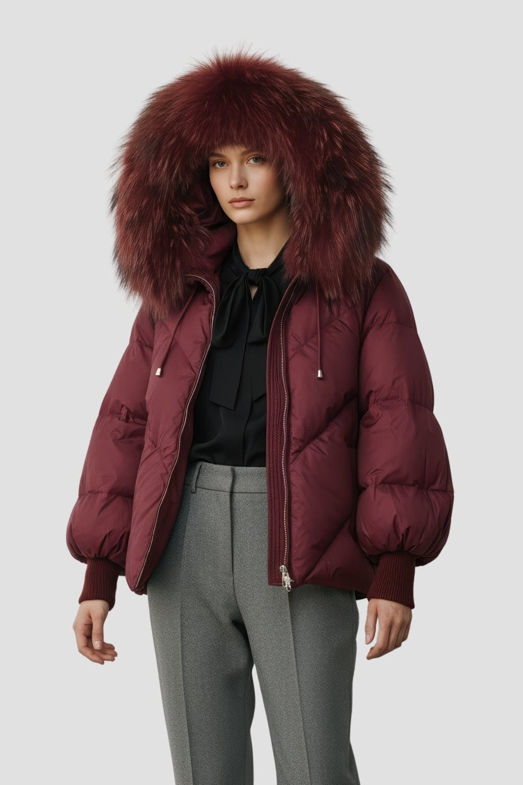 Parka fourrure femme bordeaux Héritage fourrure