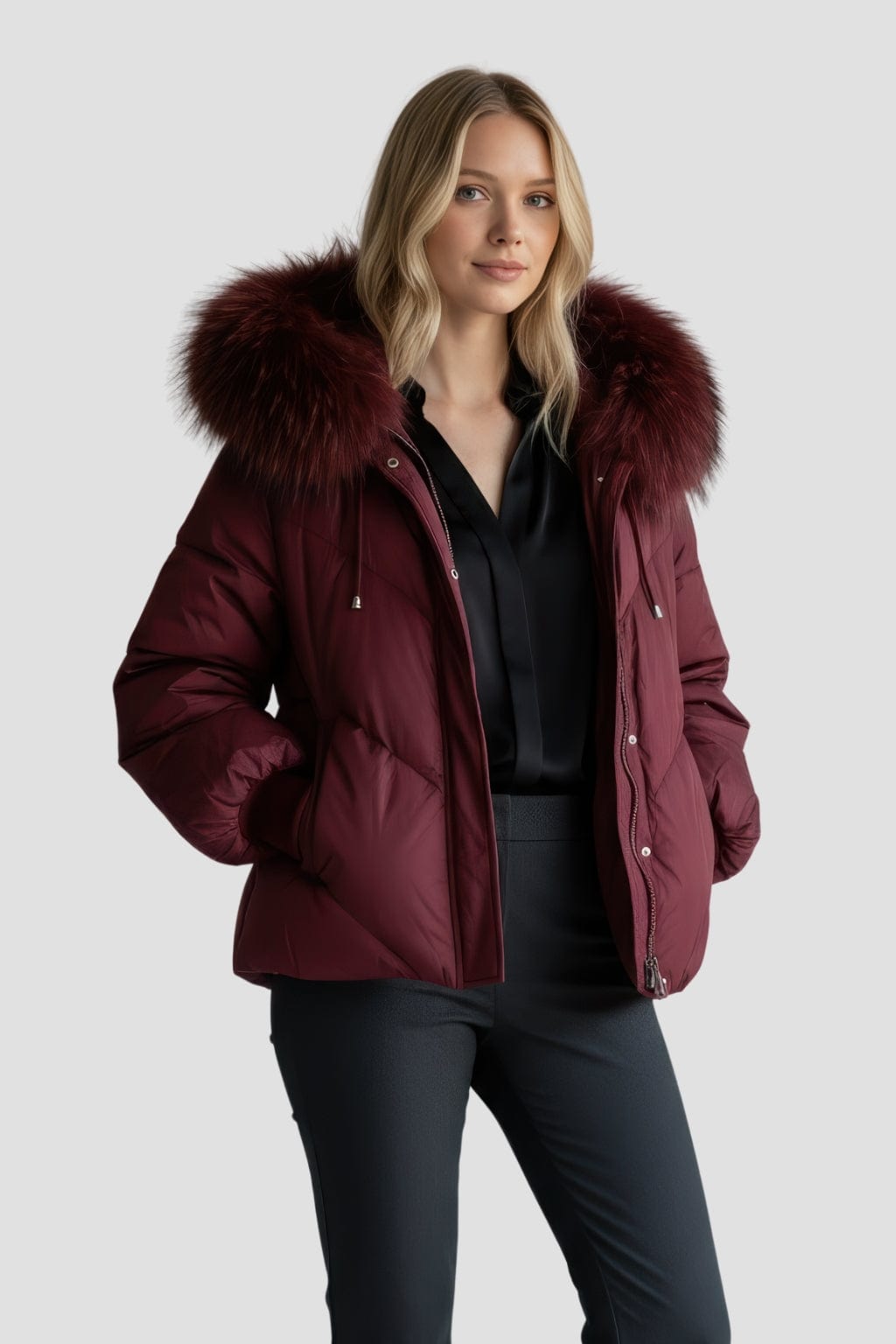 Parka fourrure femme bordeaux Héritage fourrure