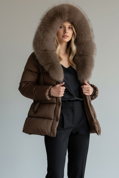 Parka fourrure femme brune Héritage fourrure