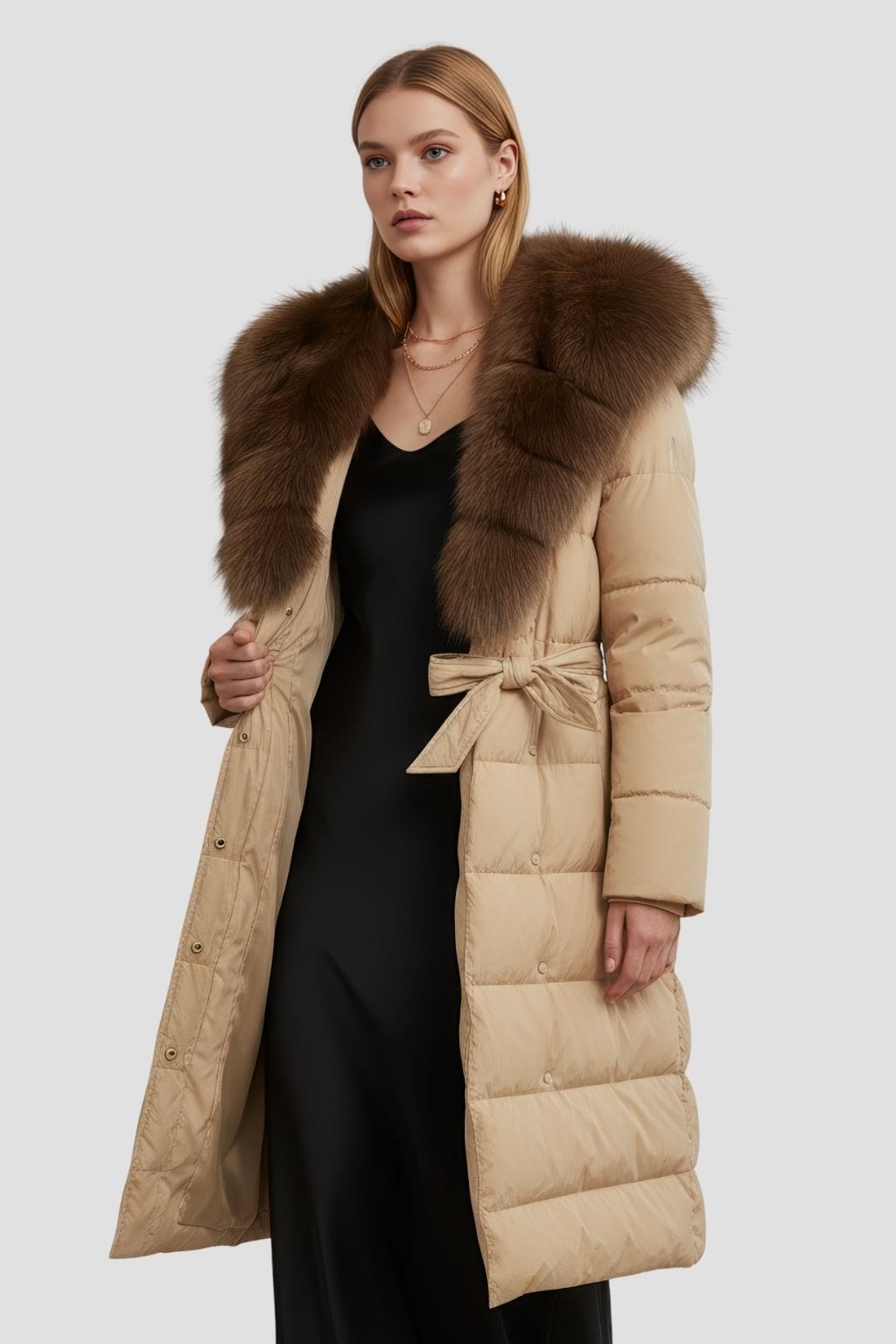 Parka fourrure femme camel Héritage fourrure