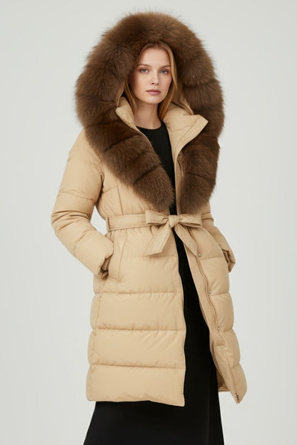Parka fourrure femme camel Héritage fourrure