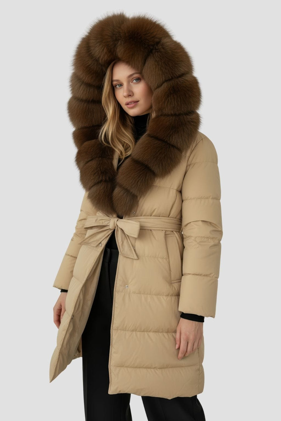 Parka fourrure femme camel Héritage fourrure