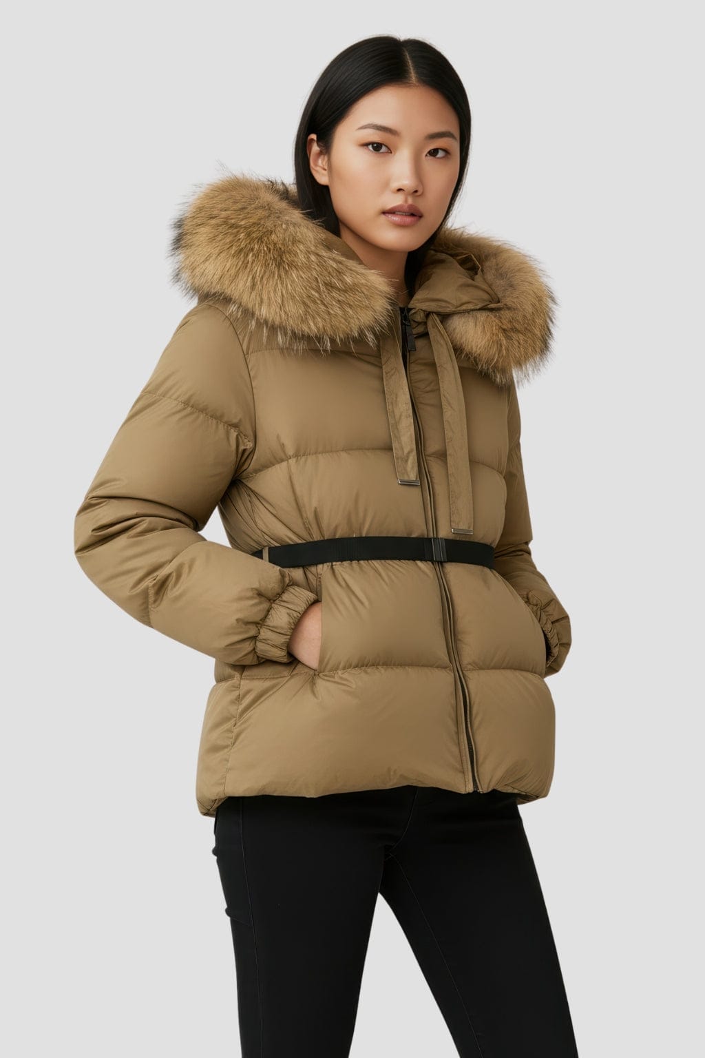 Parka fourrure femme camel Héritage fourrure