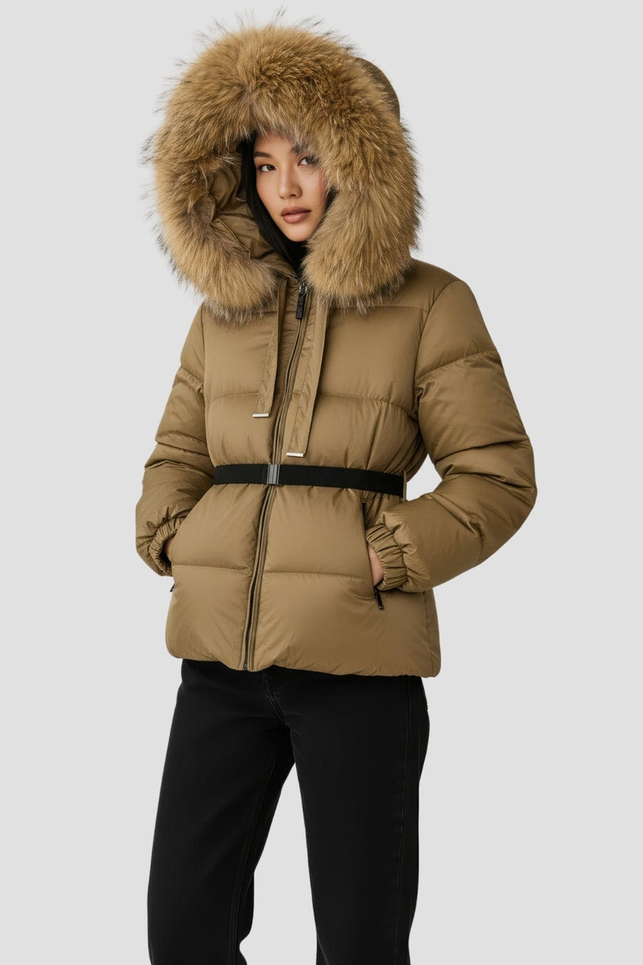Parka fourrure femme camel Héritage fourrure
