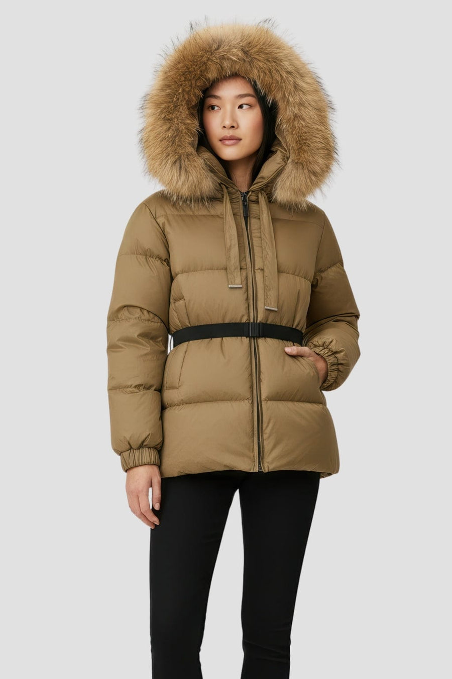 Parka fourrure femme camel Héritage fourrure