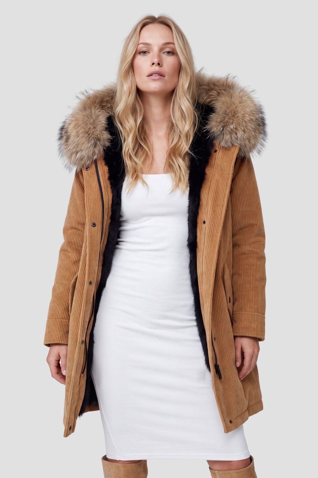 Parka fourrure femme camel Héritage fourrure